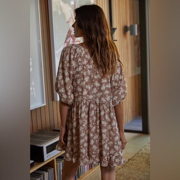 By Together Morning Dew Square Neck Floral Babydoll Puff Sleeve Dress Size S - Picture 6 of 11